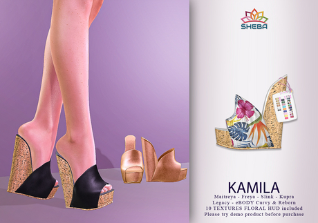 Second Life Marketplace - Kamila Wedge Platform Mules (Floral